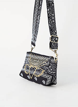 Sac doublure textile forme rectangulaire noir FLOWER MARKET femme