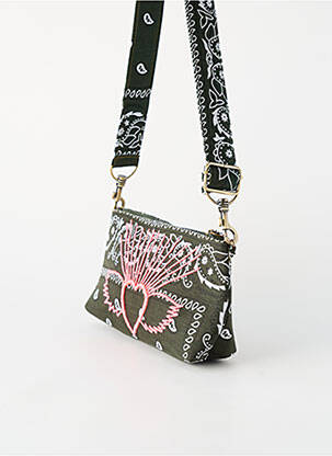 Sac doublure textile forme rectangulaire vert FLOWER MARKET femme