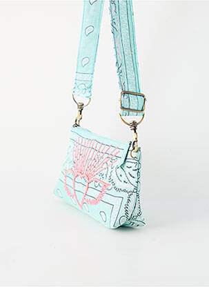Sac doublure textile forme rectangulaire bleu FLOWER MARKET femme