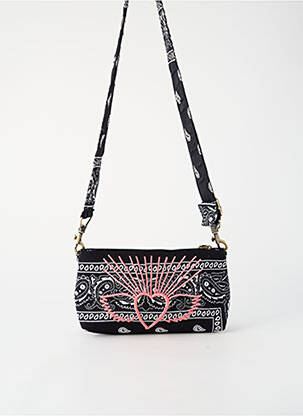 Sac fermeture zippée forme rectangulaire noir FLOWER MARKET femme