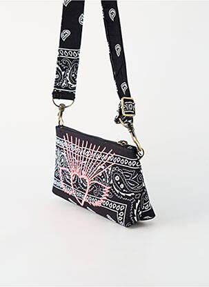 Sac fermeture zippée forme rectangulaire noir FLOWER MARKET femme
