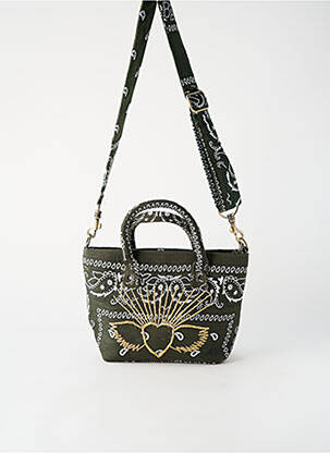 Sac fermeture zippée forme rectangulaire vert FLOWER MARKET femme