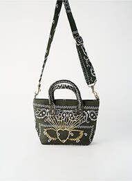 Sac fermeture zippée forme rectangulaire vert FLOWER MARKET femme