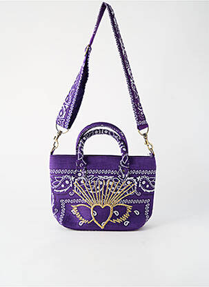 Sac fermeture zippée forme rectangulaire violet FLOWER MARKET femme
