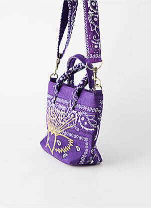 Sac fermeture zippée forme rectangulaire violet FLOWER MARKET femme