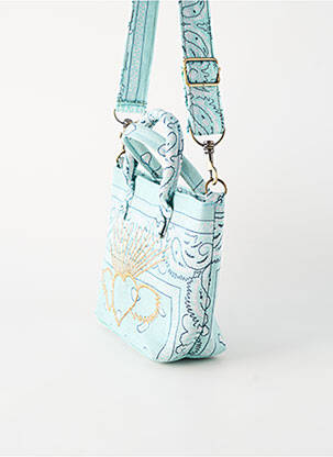 Sac doublure textile forme rectangulaire bleu FLOWER MARKET femme