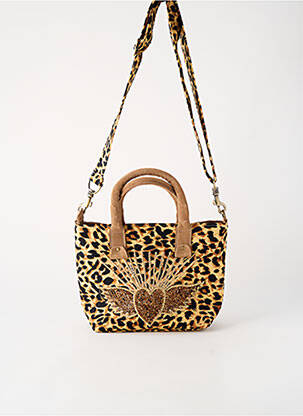 Sac fermeture zippée forme rectangulaire marron FLOWER MARKET femme