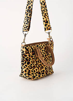 Sac fermeture zippée forme rectangulaire marron FLOWER MARKET femme