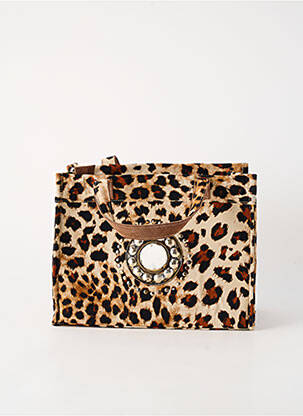 Sac doublure textile forme rectangulaire marron FLOWER MARKET femme