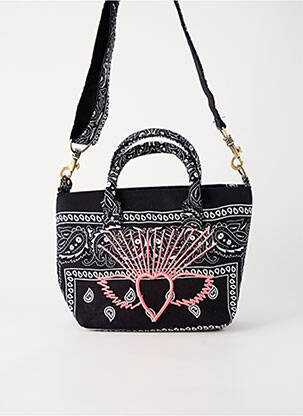 Sac doublure textile forme rectangulaire noir FLOWER MARKET femme