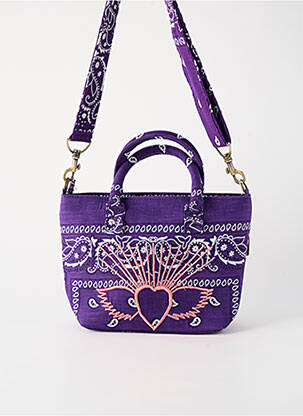Sac fermeture zippée forme rectangulaire violet FLOWER MARKET femme
