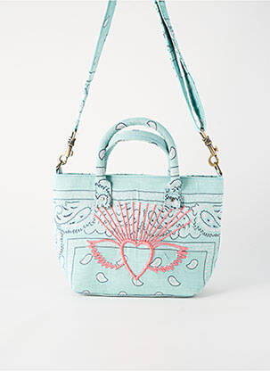 Sac fermeture zippée forme rectangulaire bleu FLOWER MARKET femme