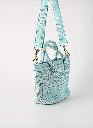 Sac fermeture zippée forme rectangulaire bleu FLOWER MARKET femme
