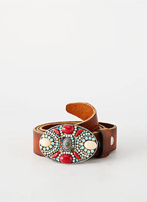 Ceinture fermeture pointe poinçonnée marron WAITZ femme