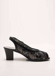 Sandales/nu pieds tissage satiné talon de 4 à 6cm noir ARA femme