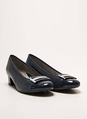 Escarpins tissage satiné talon plat jusqu'à 3cm bleu ARA femme