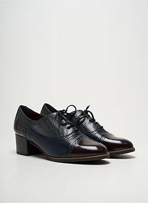 Derbies tissage satiné talon de 4 à 6cm bleu TAMARIS femme