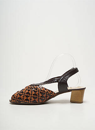 Sandales/nu pieds tissage satiné talon de 4 à 6cm marron JMG HOUCKE femme