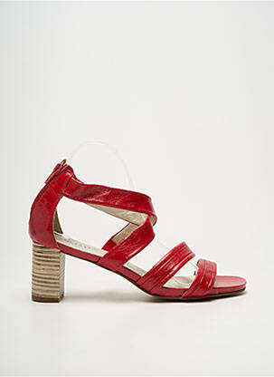 Sandales/nu pieds tissage satiné talon de 7 à 9cm rouge J.METAYER femme
