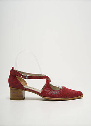 Escarpins tissage satiné talon de 4 à 6cm rouge J.METAYER femme
