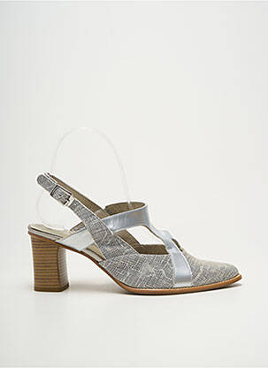 Sandales/nu pieds tissage satiné talon de 7 à 9cm argent J.METAYER femme