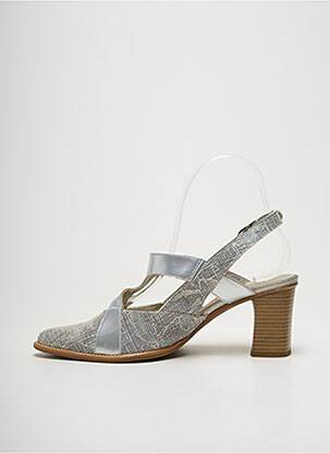 Sandales/nu pieds tissage satiné talon de 7 à 9cm argent J.METAYER femme