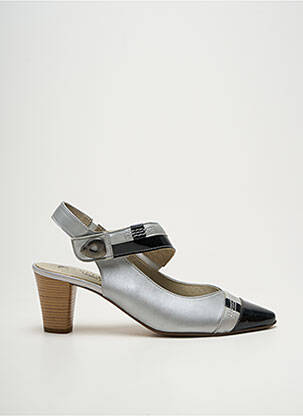 Sandales/nu pieds tissage satiné talon de 4 à 6cm argent J.METAYER femme