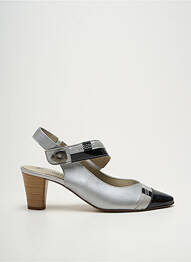 Sandales/nu pieds tissage satiné talon de 4 à 6cm argent J.METAYER femme