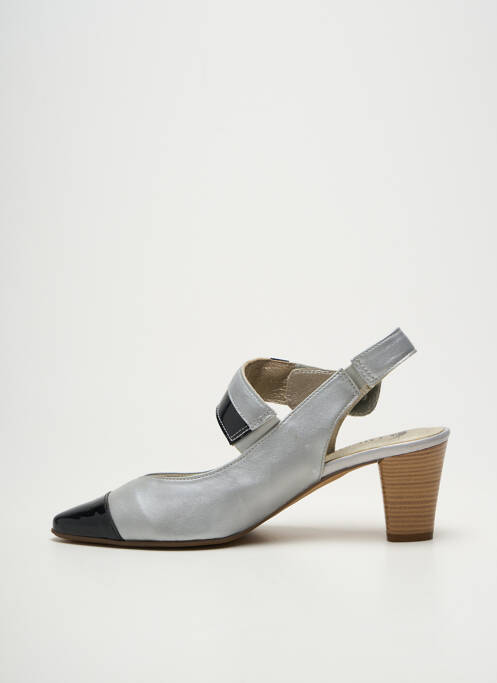 Sandales/nu pieds tissage satiné talon de 4 à 6cm argent J.METAYER femme