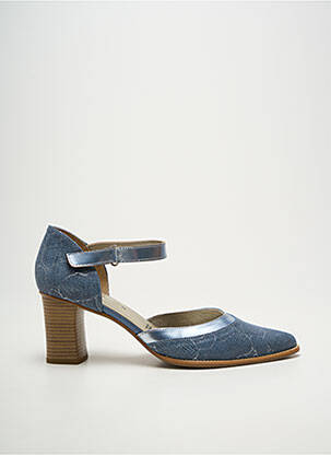 Escarpins tissage satiné talon de 7 à 9cm bleu J.METAYER femme