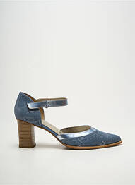 Escarpins tissage satiné talon de 7 à 9cm bleu J.METAYER femme