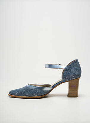 Escarpins tissage satiné talon de 7 à 9cm bleu J.METAYER femme