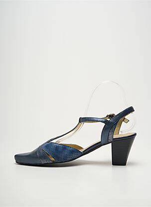 Sandales/nu pieds tissage satiné talon de 7 à 9cm bleu GEO-REINO femme