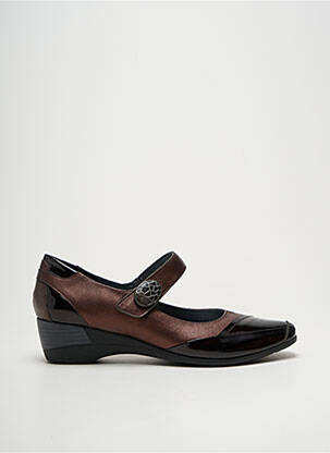 Ballerines fermeture scratch talon de 4 à 6cm marron GEO-REINO femme
