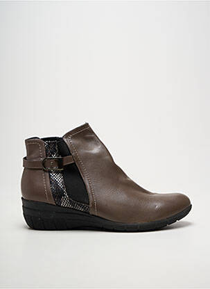 Bottines/boots tissage satiné talon de 4 à 6cm marron GEO-REINO femme
