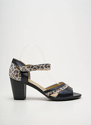 Sandales/nu pieds tissage satiné talon de 7 à 9cm noir GEO-REINO femme
