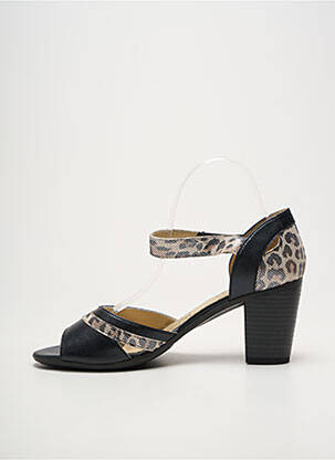 Sandales/nu pieds tissage satiné talon de 7 à 9cm noir GEO-REINO femme