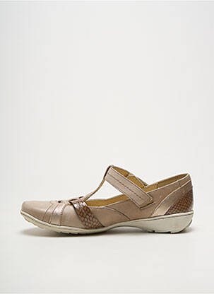 Ballerines fermeture scratch talon plat jusqu'à 3cm beige GEO-REINO femme