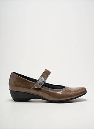 Ballerines fermeture scratch talon de 4 à 6cm marron GEO-REINO femme