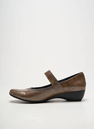 Ballerines fermeture scratch talon de 4 à 6cm marron GEO-REINO femme