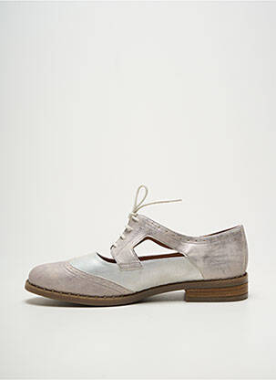 Derbies tissage satiné talon plat jusqu'à 3cm argent GEO-REINO femme