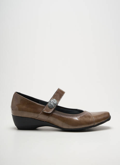 Ballerines fermeture scratch talon de 4 à 6cm marron GEO-REINO femme