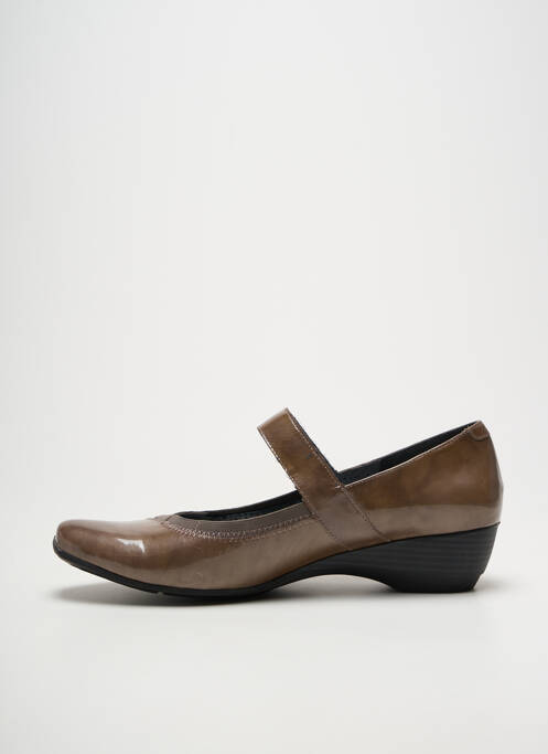 Ballerines fermeture scratch talon de 4 à 6cm marron GEO-REINO femme