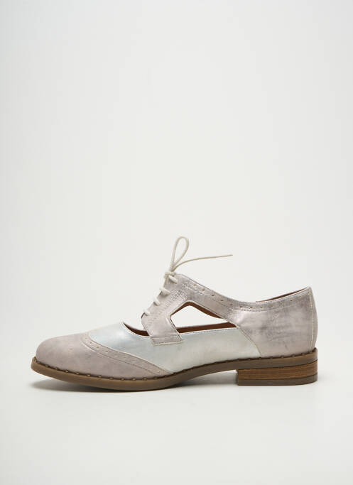 Derbies tissage satiné talon plat jusqu'à 3cm argent GEO-REINO femme
