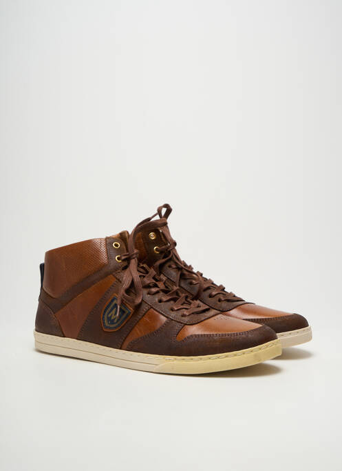 Baskets tissage satiné bout rond marron MEDELLIN homme
