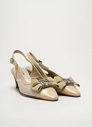 Escarpins tissage satiné talon de 4 à 6cm beige J.METAYER femme