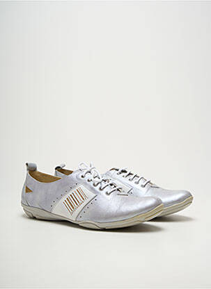 Derbies tissage satiné talon plat jusqu'à 3cm argent GEO-REINO femme