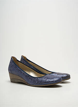 Escarpins tissage satiné talon de 4 à 6cm bleu J.METAYER femme