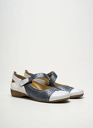 Ballerines fermeture scratch talon plat jusqu'à 3cm bleu GEO-REINO femme