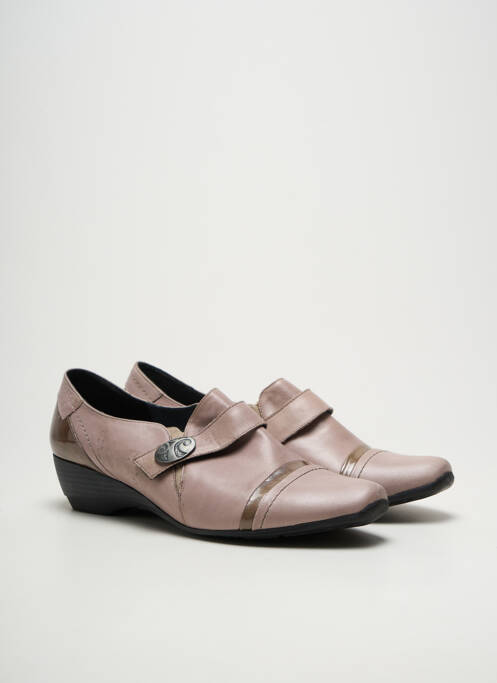 Derbies matière lisse talon de 4 à 6cm beige GEO-REINO femme